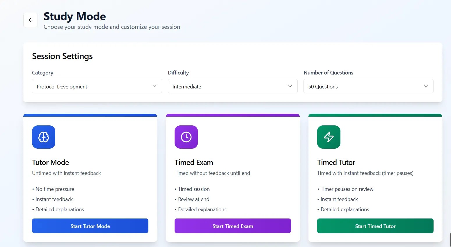 Study Mode options